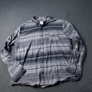 Levis Striped Button Shirt Mens 2XL XXL Long Sleeve Gray
